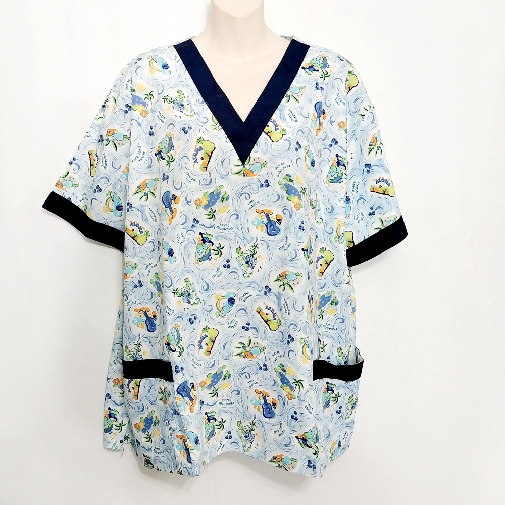 🔵BOGO FREE🔵 NWT Salus Scrubs Top Hawaiian Sz 2XL